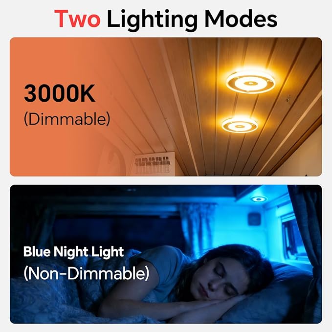 2 Pack 12V LED Ceiling Dome Light 400LM, 4.75" Dimmable Interior Light for RV Boat Camper Van Travel Trailer Truck Sailboat Interior Lighting,Surface Mount & Touch Switch (Warm White)