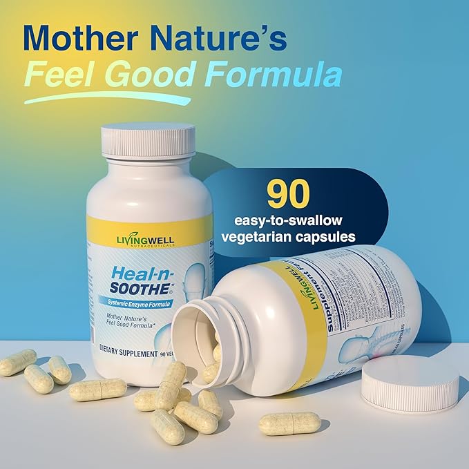 HEAL-N-SOOTHE 関節サプリメント – ブロメライン、パパイン、ボスウェリア、ターメリック、ジンジャー配合プロテアーゼ酵素フォーミュラ – 関節の可動性、筋肉の柔軟性、健康な循環をサポート - 90粒入り（6個パック）