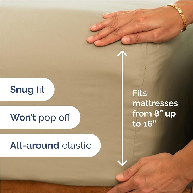Full 6 Piece Sheet Set - Comfy Breathable & Cooling - Ultra Soft Hotel Luxury Bedding Set with 8-16 Inch Deep Pockets - 1 Flat & 1 Fitted Sheet & 4 Pillowcases - Cozy, Wrinkle Free & Easy Care - Beige