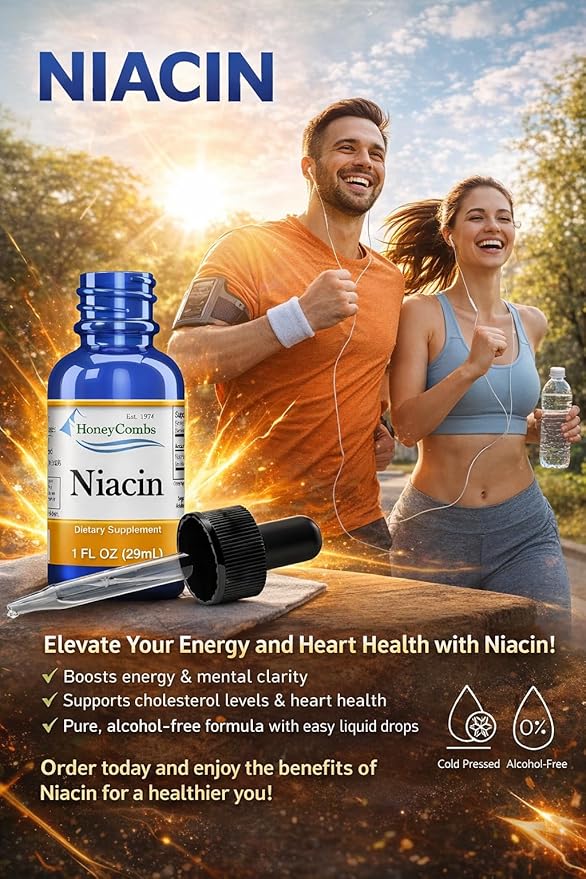 Vitamine B3-Niacine 80 mg Équivalent Niacine Gouttes – Gouttes de Niacine Liquide Vitamine B – Supplément de Niacine Sans Alcool, Sans OGM 30ml
