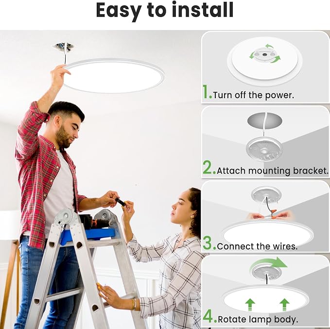 zemty 20 inch LED Flush Mount Ceiling Light, 50W 5000lm Large Light Fixture, 3 Color Temperature in One 3000k 4500k 6000K Round Modern Ceiling Lamp for Bedroom Kitchen Dining Room (White)