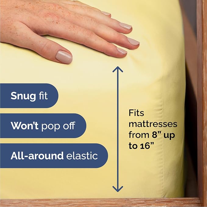 Cal King 6 Piece Sheet Set - Comfy Breathable & Cooling - Ultra-Soft Hotel Luxury Bedding Set with 8-16 Inch Deep Pockets - 1 Flat & 1 Fitted Sheet & 4 Pillowcases - Wrinkle Free & Easy Care - Yellow