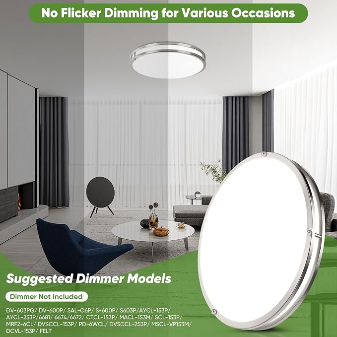 18inch 50W LED Flush Mount Ceiling Lights 5600lm Super Bright, Dimmable LED Ceiling Light Fixtures 2700K-6500K 5CCT Adjusted, 2-Pack Modern Light Fixtures Ceiling for Living Room Bedroom Kitchen