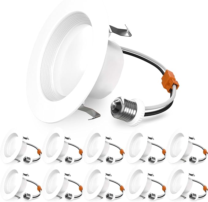 Sunco 10 Pack 4 Inch LED Recessed Lights, Retrofit Can Light for Ceiling, Baffle Trim, 660 LM, 11W (60W Equivalent), 5000K Daylight, Dimmable, Damp Rated ETL