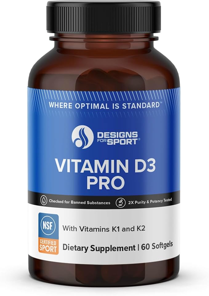 Maquettes pour Sport Vitamine D3 Pro - Favorise la santé osseuse et la fonction immunitaire* - Mélange de vitamines D3, K1 et K2 - Sans gluten et sans OGM - 60 gélules molles