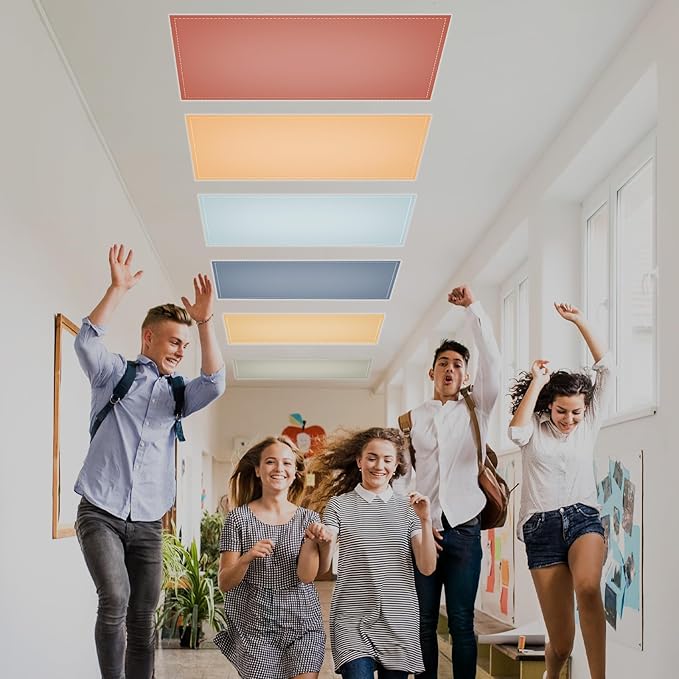 QOUBAI 6PCS Fluorescent Light Covers, 4x2 Feet Magnetic Light Cover Fluorescent Lights Shade Panel Positive Inspirational Ceiling Lights Filters for Office Classroom Home Drop Ceiling Orange Dark Blue