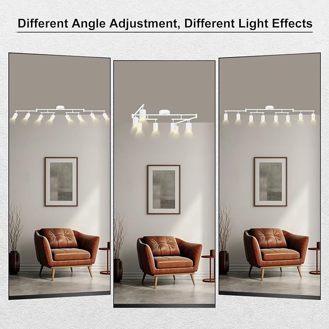 AUQUEE 8 Light Track Lighting Fixtures Ceiling, Matte White Kichen Track Lighting Fixtures, Rotatable Light Heads, Adjustable Modern LED Track Lights for Kitchen/Hallway, No GU10 Bulb