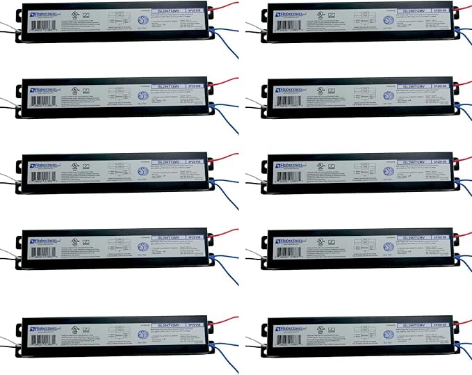Robertson 2P20158 ISL296T12MV Pak of 10 Fluorescent eBallasts for 2 F96T12 Lamps, Instant Start, 120-277Vac, 50-60Hz, NBF, HPF, (for HO lamp Applications The Recommended Ballast is The PSB296T12HOMV)