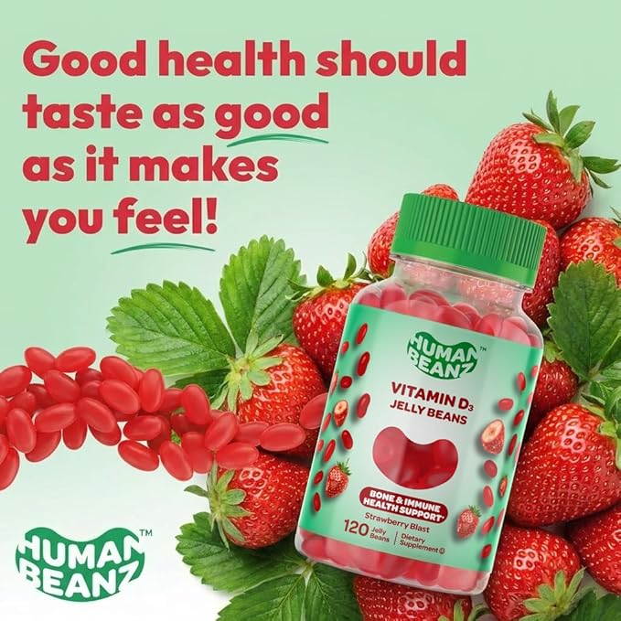 Gummies de Vitamine D3 en gelée pour Adultes, Soutien Immunitaire, 2000 UI Vitamine D, Compléments Alimentaires Végétariens, 120 Bonbons en gelée saveur Fraise Explosive, Casher