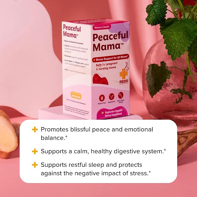 Redd Remedies, Peaceful Mama, Favorise un système digestif calme et sain, Mélisse et racine de gingembre, 30 gélules végétariennes