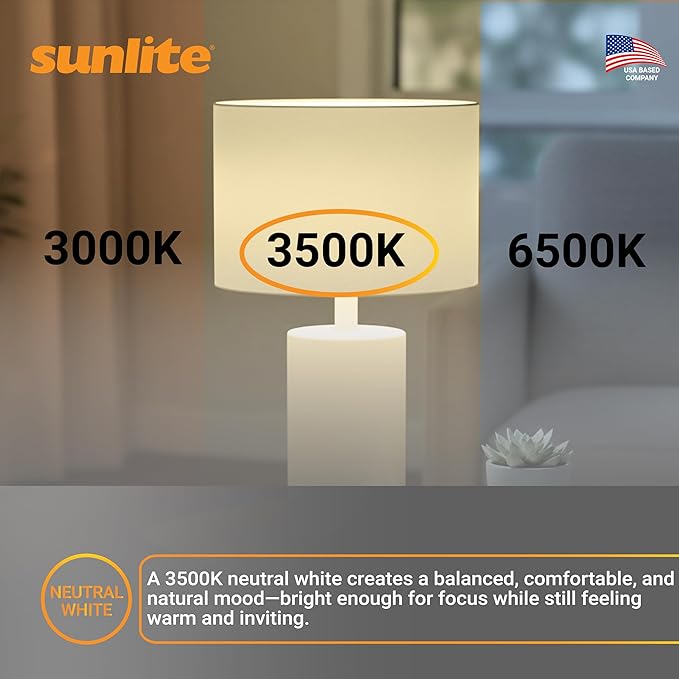 Sunlite Compact Fluorescent PLD 4-Pin Double U-Shaped Twin Tube, 18 Watts, 120 Volts, 1080 Lumens, 3500K Neutral White, 4-Pin G24q2 Base, 10 Pack