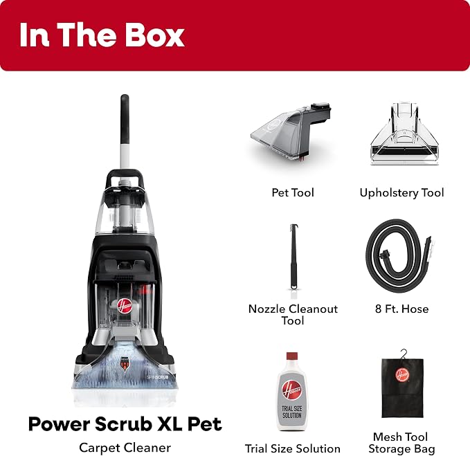 Hoover Powerscrub XL Pet Carpet Cleaner Machine, Upright Shampooer, FH68050, Black