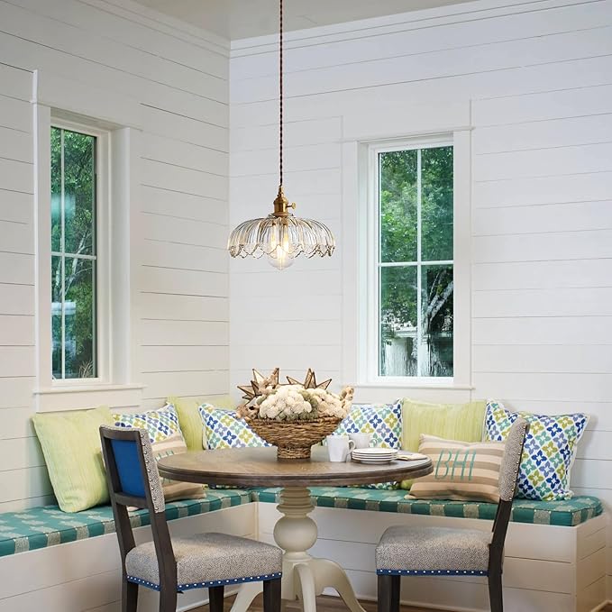 XZHGCEE Plug in Pendant Light Hanging Lamp: Kitchen Pendant Lighting Clear Glass Pendant Light, Pendant Lights for Kitchen Island, Bedroom, Dining Room, Living Room, E26 No Bulb