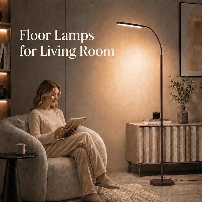 Wio-Mio Led Floor Lamps with 15w/1000lm Bright LED Floor Lamp with Stepless Adjustable 3000K-6000K Colors and Dimmer, Remote and Touch Control Reading Lamp, Adjustable Floor Lamp for Living Room