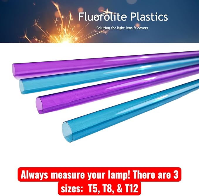 T5 F28 4' | T-5 Tube Lamps Sleeves | 48" Fluorescent Tube Guard with End Caps | 3/4" Wide | Fluorolite Plastics | Color: PURPLE AND BLUE | 6 Pack