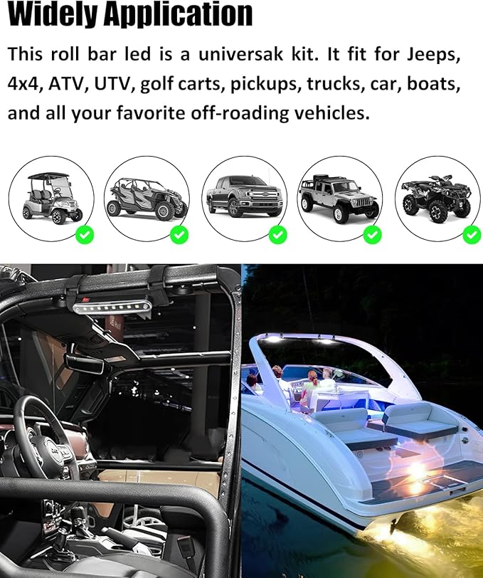 SUNPIE UTV Dome Light Battery Powered for ATV Boat Polaris Can am Pioneer/Talon Kawasaki Mule/Terxy Arctic Cat Golf Cart Off-Road SXS, 2 Pack Powersport Wireless SXS Interior LED Lights