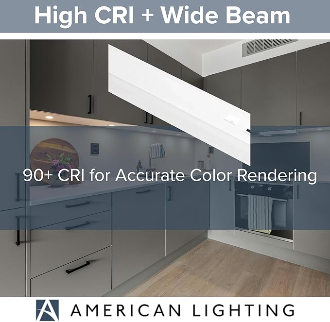 American Lighting LED Courant Plus Undercabinet Light 24 Inch 5CCT 90+ CRI 1200 Lumens with USB-A USB-C and 20A Receptacles White Finish Title 24 Compliant