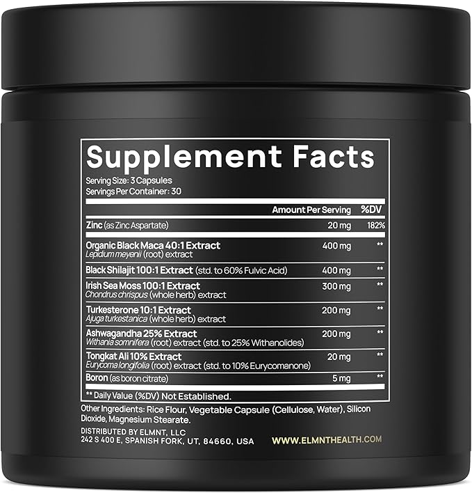 ULTRA MALE® Premium Testosterone Booster for Men w. 100:1 Shilajit, 40:1 Black Maca, Ashwagandha 25%, Tongkat Ali 10% - Clinical Strength Male Enhancing Testosterone Supplement for Men Health Libido+