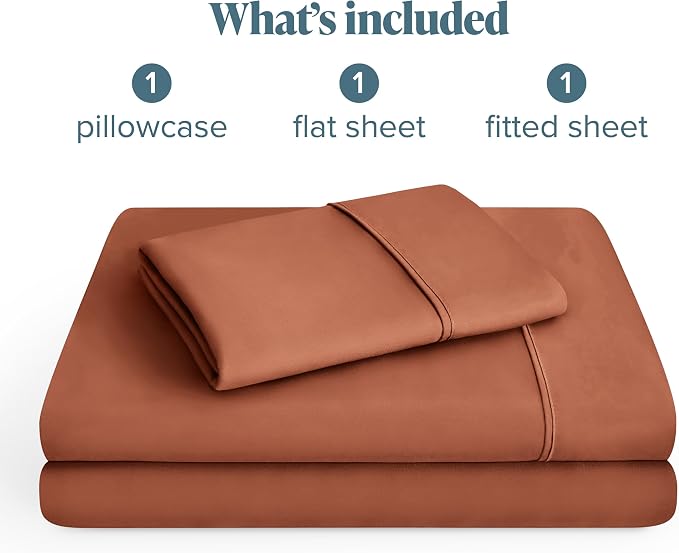 Bare Home Twin Sheet Set - 1800 Ultra-Soft Microfiber Twin Bed Sheets - Double Brushed - Deep Pockets - Easy Fit - 3 Piece Set - Bedding Sheets & Pillowcases (Twin, Terracotta)