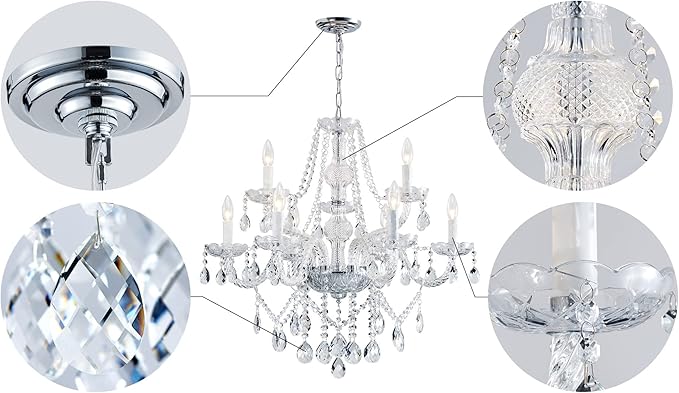Saint Mossi 9 Light Modern Contemporary Elegant Crystal Glass Chandelier Pendant Ceiling Lighting Fixture