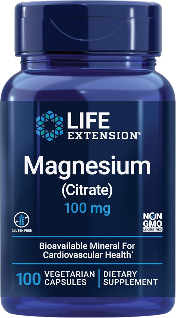ライフエクステンション クエン酸マグネシウム 100mg & ビタミンD3 5000IU - マグネシウム：心臓、骨、免疫の健康に、ビタミンD3：骨、脳、免疫の健康に - ベジタリアンカプセル100粒とソフトジェル60粒