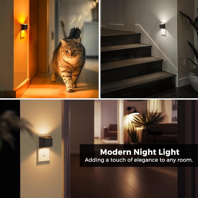 L LOHAS LED Night Lights Plug into Wall with 3CCT Adjustable (1600K/3000K/5000K), 1W Nightlight Plug in Wall, Built in Dusk to Dawn Sensor, 2 Pack
