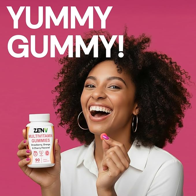 ZENV アダルトマルチビタミングミ、男女兼用デイリーグミビタミン、ミックスフルーツ風味（ストロベリー、オレンジ、チェリー）、栄養補助食品、90粒
