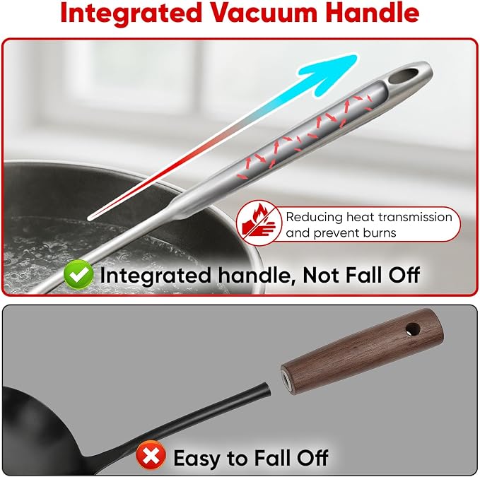 Newness 304 Stainless Steel Spaghetti Server with Teeth and Spaghetti Tong | [Rustproof, Integral Forming, Durable] Pasta Spoon with Teeth, Vacuum Ergonomic Handle, Comfortable Grip Design Pasta Server