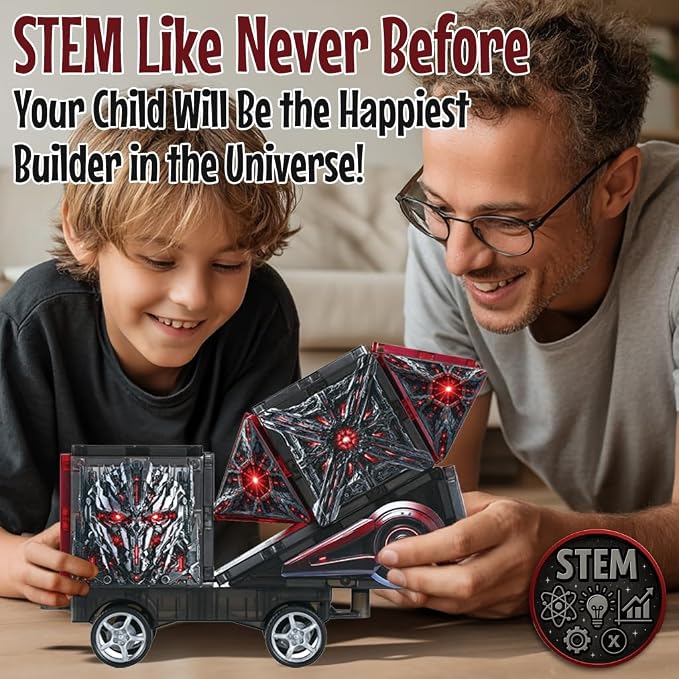 Little Pi Transformer Toys MegaBots Magnetic Tiles,Transforming Robot Toy | Durable ABS plastic, STEM engineering, sword & shield, screen-free kids gift ages 3 4 5 6, builds vehicles bases towers scene