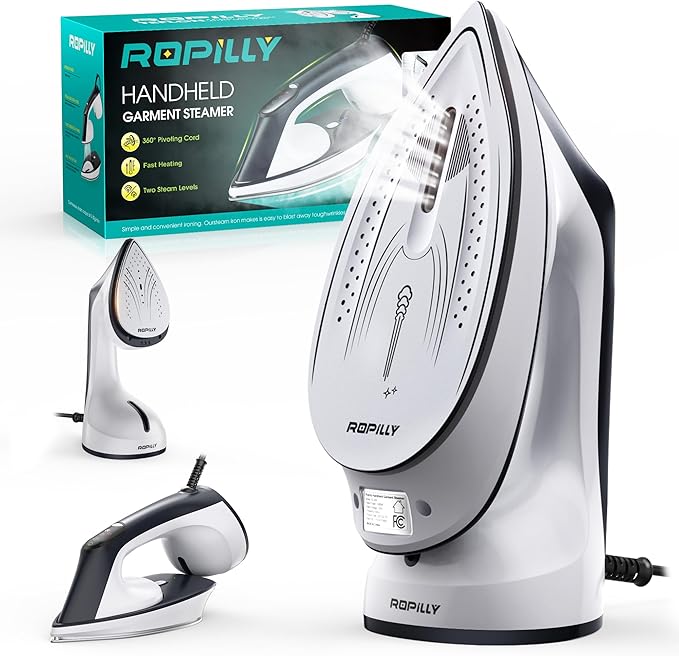 Steam Iron for Clothes, 1600W 2-in-1 Iron & Steamer with Detachable Ceramic Soleplate, Converts from Steamer to Iron in Seconds, Auto-Off, Self-Cleaning, Wrinkle Remover for All Fabrics