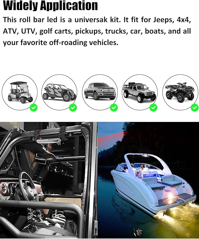 SUNPIE Red Dome Light for UTV SXS Interior Wireless Lighting Compatible with UTV Polaris(RZR) Talon/Pioneer CanAm(All Model) Kawasaki(Teryx/Mule) Golf Cart Yamaha, White and Red