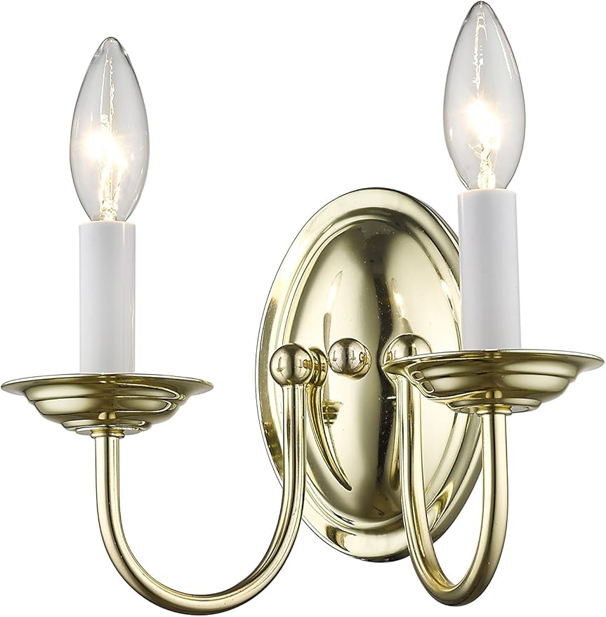 Livex Lighting 4152-02 Home Basics 2 Light Polished Brass Wall Sconce
