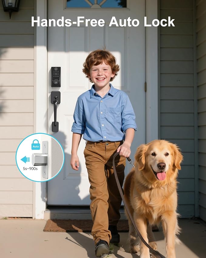 WiFi Smart Lock for Front Door, Built-in WiFi Deadbolt with Fingerprint & Keypad, Remote Unlock, Temporary Guest Codes, Auto Lock, Alexa Compatible, No Hub Required