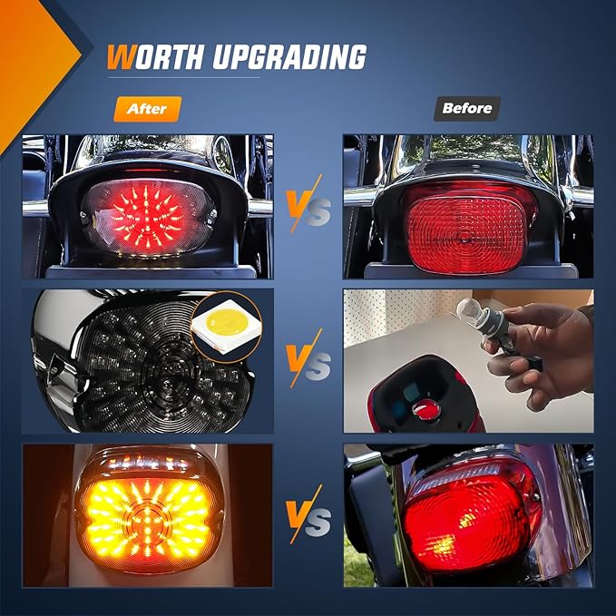 Nilight LED Tail Light Motorcycle Brake Turn Signal Driving License Plate Rear Lights Smoked Plug and Play for Harley Davidson Dyna Sportster 883 1200 Road King Glide Electra Heritage