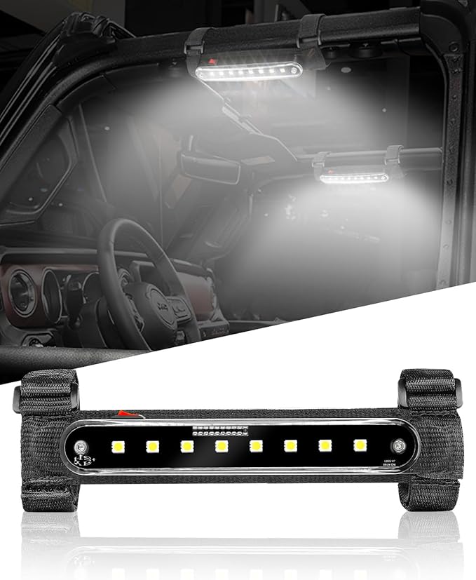 SUNPIE UTV Roll Bar Dome Light for Polaris Can am Pioneer/Talon Kawasaki Mule/Terxy Arctic Cat Off-Road SXS ATV w/1.1/4in-2in Ironwork, Wireless SXS Interior Lights White