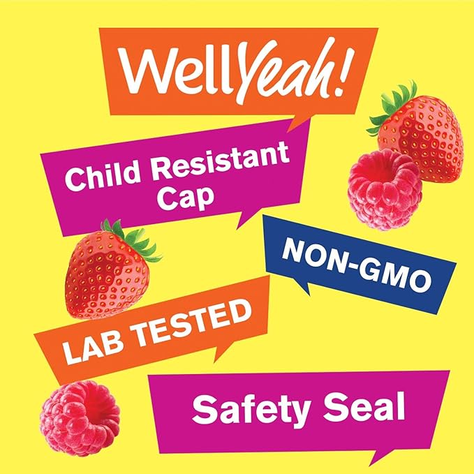 WellYeah Vitamin D3 5000 IU (125 mcg) Extra Strenght Gummies -for Bone Health, Immune Booster, Bone and Teeth Support -Non GMO, Gluten Free, Nut Free, Vegetarian -Strawberry Flavor -60 Gummies