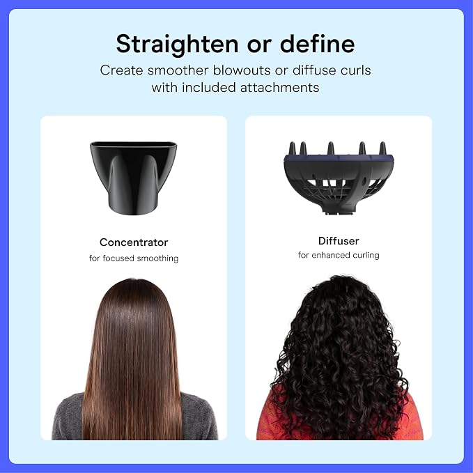 Conair Natural Texture Styling System Hair Dryer | Multi-Chamber Diffuser for Curly, Coily, and Wavy Hair, Dark Blue, 600XRL
