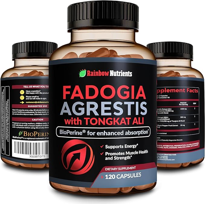 Fadogia Agrestis with Tongkat Ali + BioPerine® [Max Absorption + 2010 mg's] - Supports Stamina, Strength, Focus, Muscle Health & Recovery, Drive & Performance - Non-GMO & Made in USA - 120 V Capsules