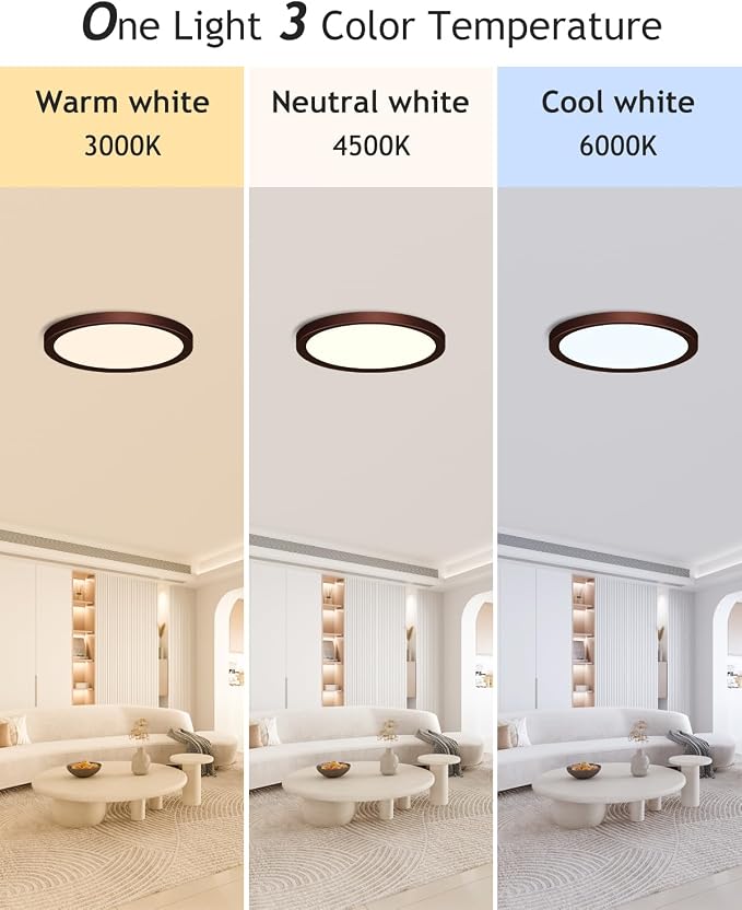 hepside 2PACK Flush Mount LED Ceiling Light Fixture Oil Rubbed Bronze, 12Inch 28W, Dimmable 3000K-4500K-6000K Ceiling Lamp 3200LM Low Profile Ceiling Light for Kitchen Bedroom Hallway
