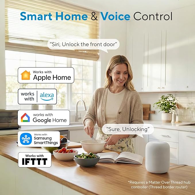ULTRALOQ Bolt SE Smart Lock, Built-in Wi-Fi, Matter Over Thread, Works with Apple Home, Alexa, Google, 7-in-1 Keyless Entry Deadbolt with Fingerprint ID, App, Code, Remote Control, Gray