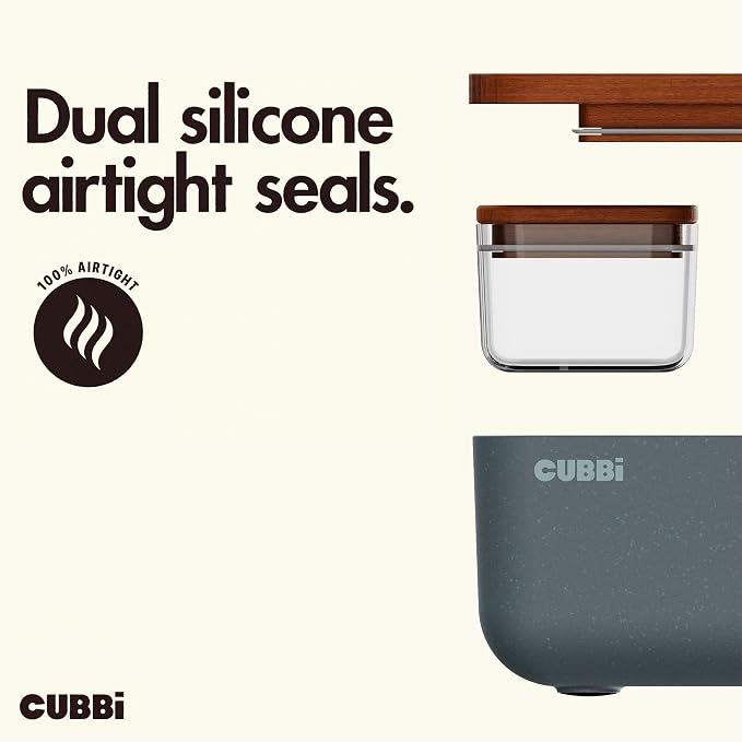 Cubbi - Airtight Box with Tray - Silicone Seals - 100% Air-Tight Storage Box with Accessories – Grey