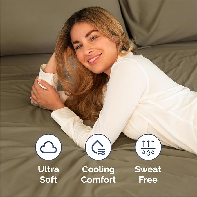 Queen 6 Piece Sheet Set - Comfy Breathable & Cooling - Ultra Soft Hotel Luxury Bedding Set w/ 8-16 Inch Deep Pockets - 1 Flat & 1 Fitted Sheet & 4 Pillowcases - Cozy, Wrinkle Free & Easy Care - Khaki