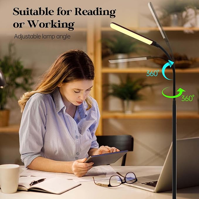 Aisutha LED Floor Lamp, 18W Super Bright Floor Lamp for Living Room, Adjustable Stepless Colors & Brightness Standing Lamp, Eye Caring Reading Light with Remote