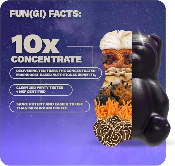 Nutrops Sugar-Free Lions Mane Mushroom Gummies for Adults, Functional Nootropics, Herbal Brain Supplement for Energy, Brain Health, Cognitive, Memory & Focus, Reishi, Chaga, Cordyceps - 28 Day Supply