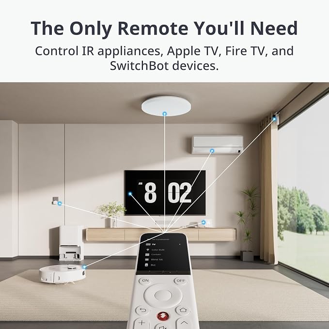SwitchBot Smart Universal Remote with Hub Mini, Replace Multiple Remotes Easily, Control 25 Devices & 10 Scenes, Works with TV, AC, Apple TV, Fire TV & Smart Home Devices