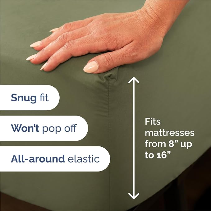 Split King 7 Piece Sheet Set - Comfy Breathable & Cooling - Soft Hotel Luxury Bedding Set with 8-16 Inch Deep Pockets - 1 Flat & 2 Fitted Sheet & 4 Pillowcases - Wrinkle Free & Easy Care - Sage Green