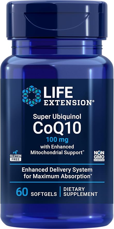 Life Extension Super Ubiquinol CoQ10 with Enhanced Mitochondrial Support & Vitamin D3 125 mcg (5000 IU), Bone Health