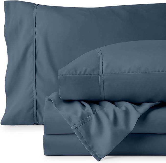 Bare Home King Sheet Set - 1800 Ultra-Soft Microfiber King Bed Sheets - Double Brushed - Deep Pockets - Easy Fit - 4 Piece Set - Bedding Sheets & Pillowcases (King, Bering Sea)