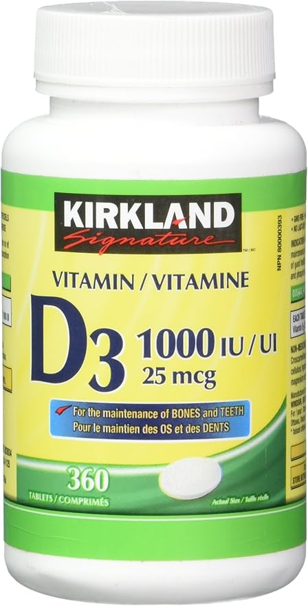 Kirkland Signature Vitamine D3 1000 UI, 360 Comprimés