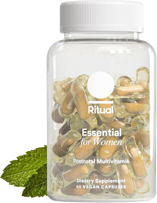 Ritual Essential for Women Postnatal Multivitamine – Vitamine postnatale – Oméga-3 DHA et Choline pour le soutien de l'allaitement, Vitamine A, C, D3 et Zinc pour le soutien de la fonction immunitaire*, B12, Iode, Biotine, 30 jours